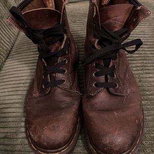 Vintage Dr. Martens Brown Leather Boots Air Wave Bouncing Soles Made in England
